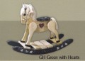 Amish Made Rocking Horse-Green With Hearts